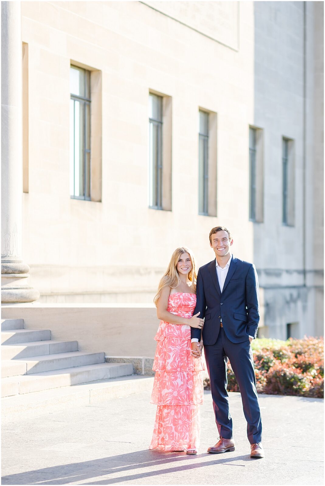 Engagement photos at the Kansas City Nelson Atkins Museum for Kate & Jake by Mariam Saifan Photography | KC Engagement Photos | What to Wear | Location Ideas | Grand Hall Wedding | 2024 Wedding Photographers 