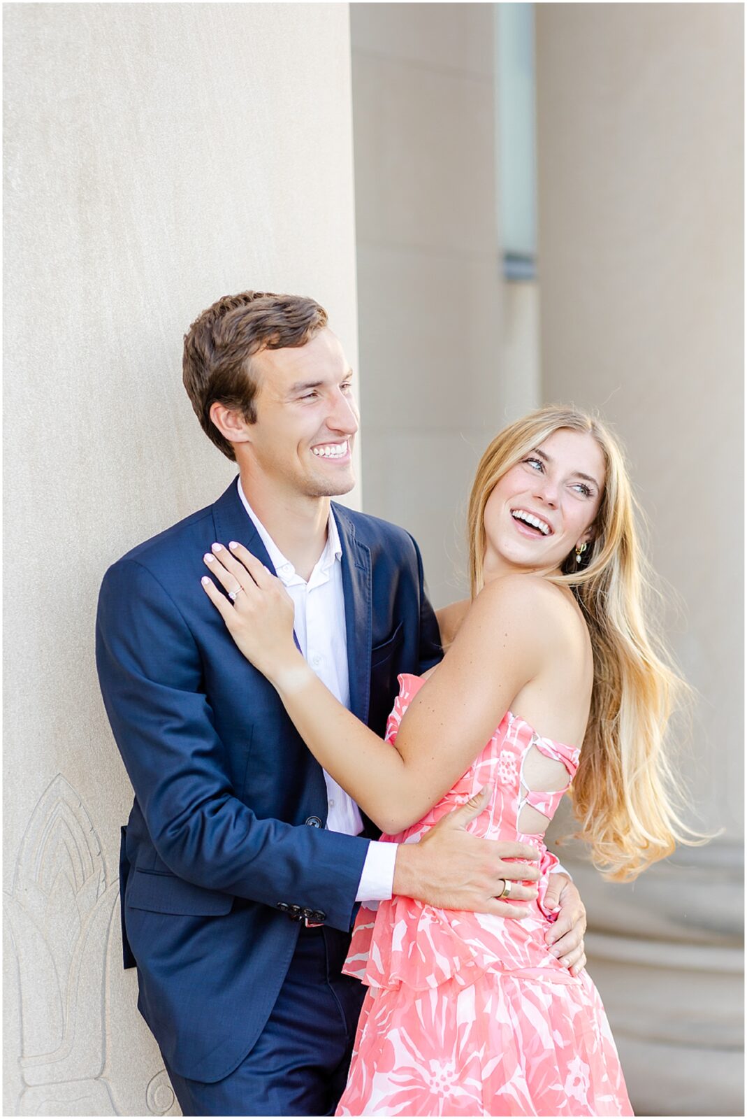 Engagement photos at the Kansas City Nelson Atkins Museum for Kate & Jake by Mariam Saifan Photography | KC Engagement Photos | What to Wear | Location Ideas | Grand Hall Wedding | 2024 Wedding Photographers 