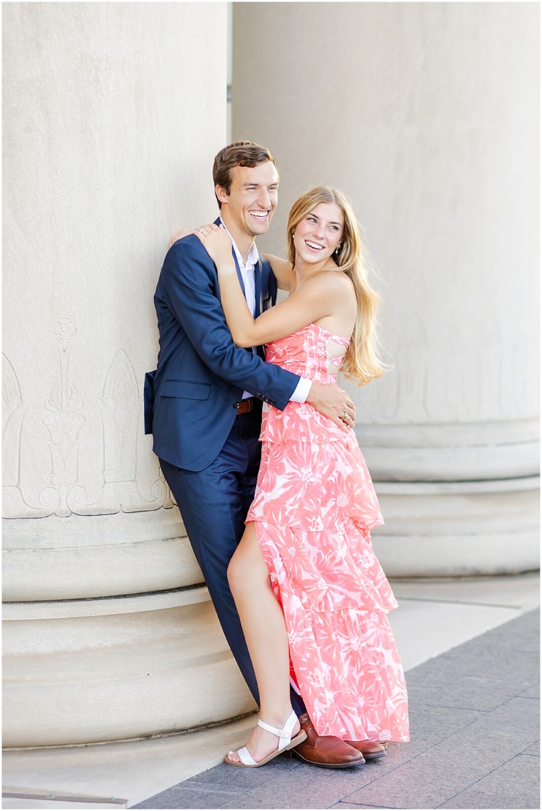 Engagement photos at the Kansas City Nelson Atkins Museum for Kate & Jake by Mariam Saifan Photography | KC Engagement Photos | What to Wear | Location Ideas | Grand Hall Wedding | 2024 Wedding Photographers 
