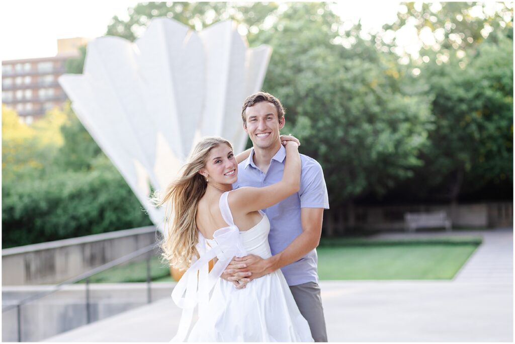 Engagement photos at the Kansas City Nelson Atkins Museum for Kate & Jake by Mariam Saifan Photography | KC Engagement Photos | What to Wear | Location Ideas | Grand Hall Wedding | 2024 Wedding Photographers 