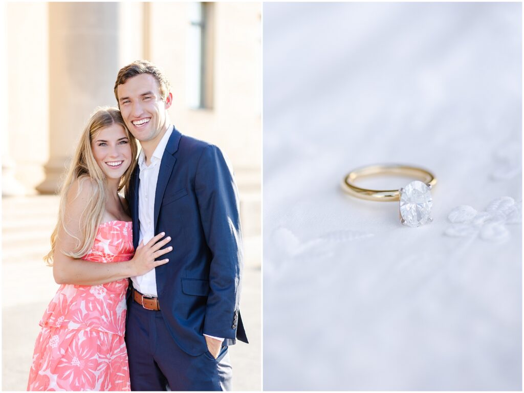 Engagement photos at the Kansas City Nelson Atkins Museum for Kate & Jake by Mariam Saifan Photography | KC Engagement Photos | What to Wear | Location Ideas | Grand Hall Wedding | 2024 Wedding Photographers 