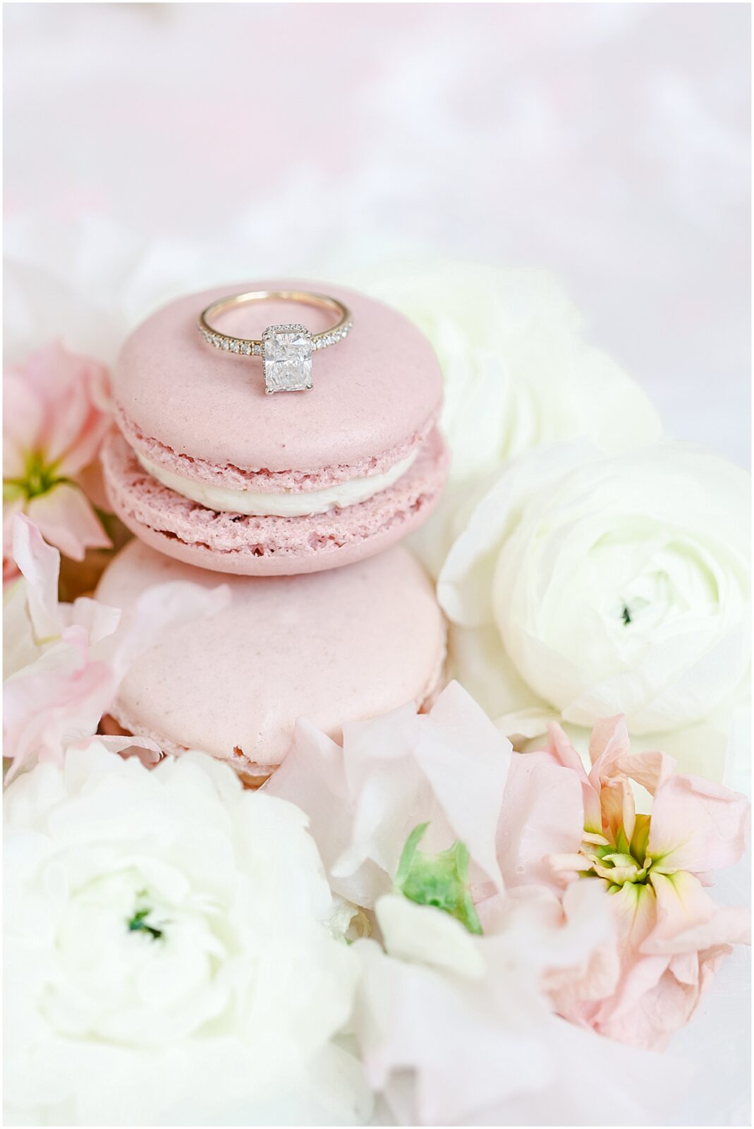 wedding macarons with wedding ring 