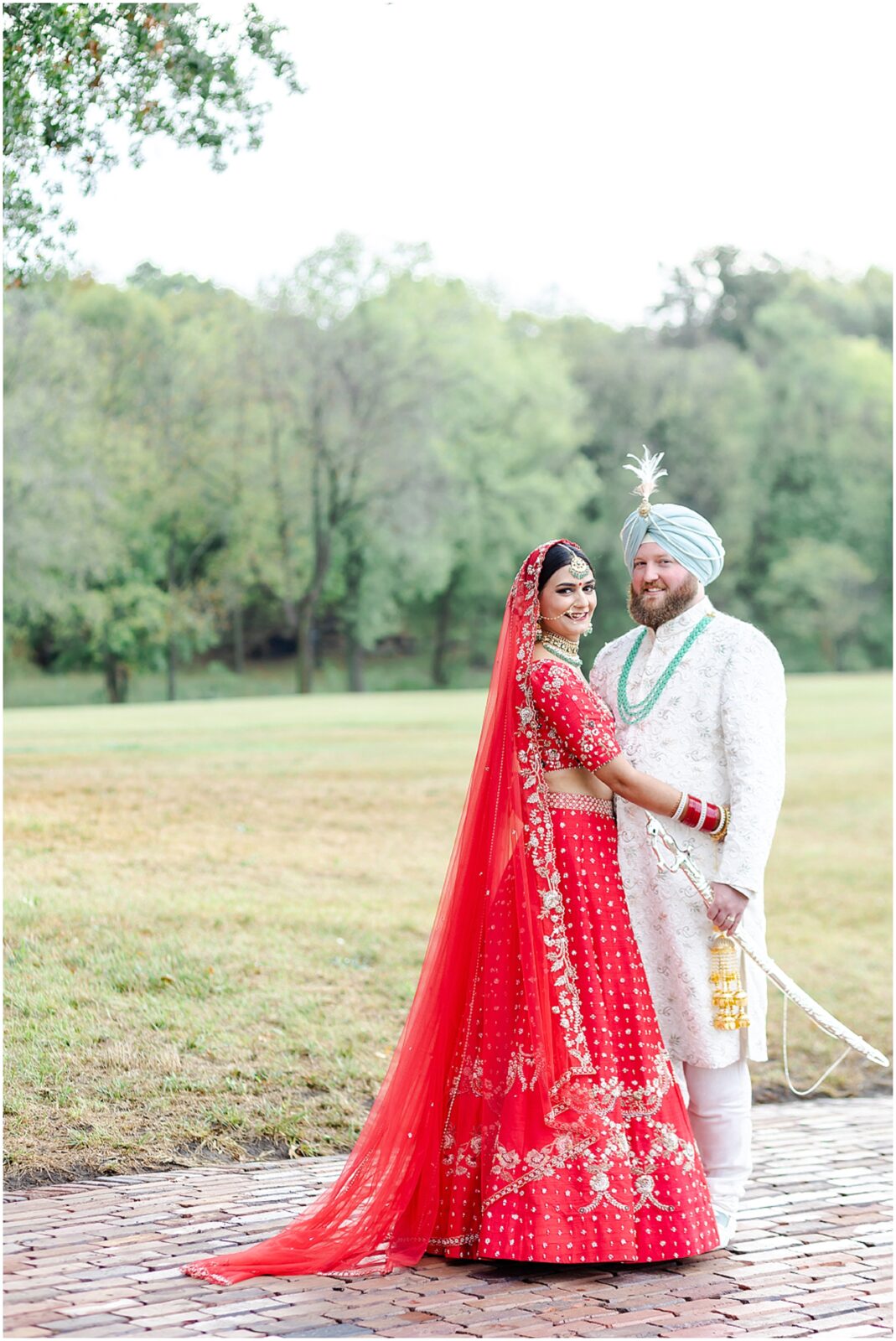 South Asian Bridal Portraits of Elegance - A Glimpse into an Indian Fusion Sikh Wedding at Kansas Mildale Farms, featuring Sangeet, henna, baraat, dholi, by Mariam Saifan Photography - Your Kansas City Wedding Photographer