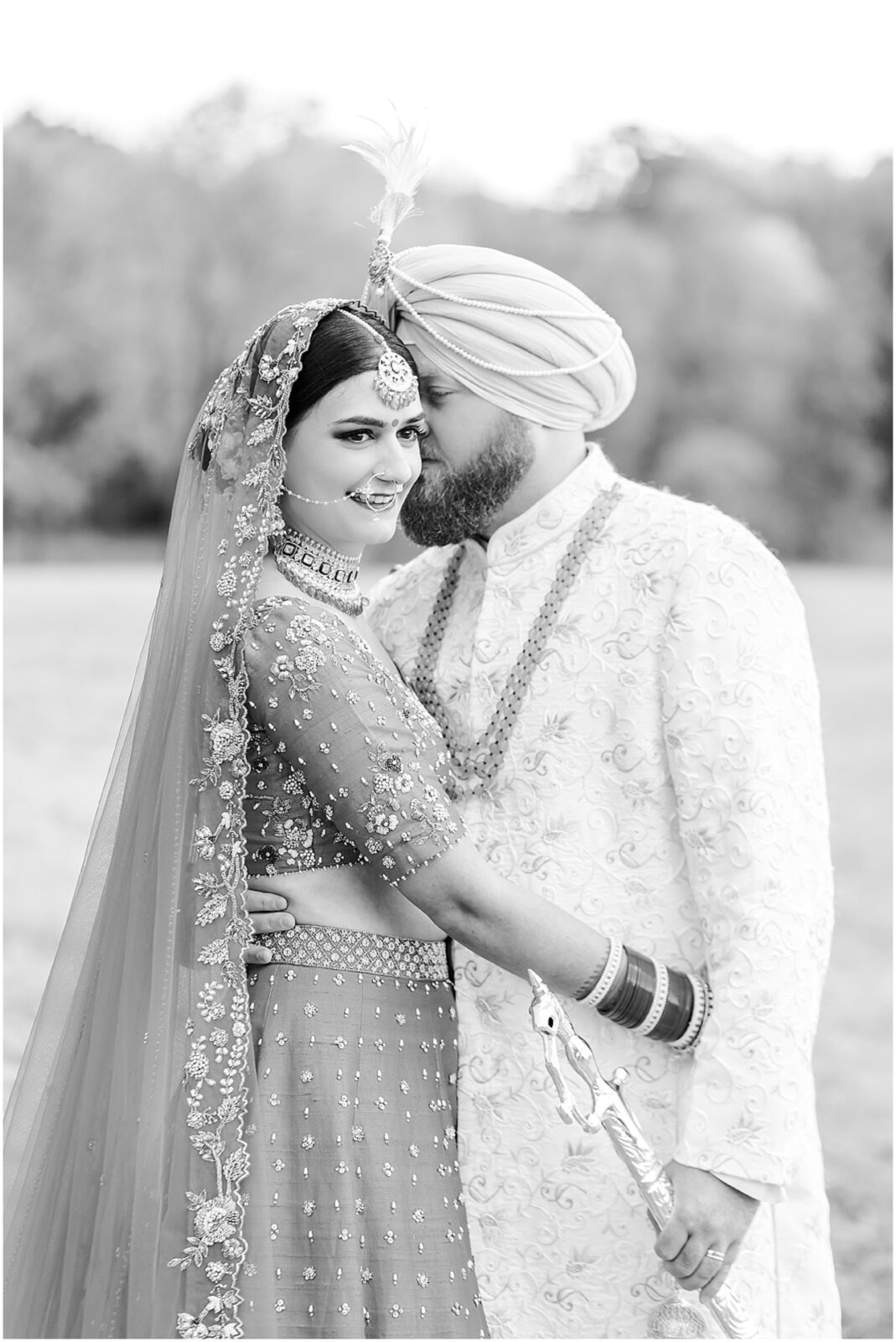 South Asian Bridal Portraits of Elegance - A Glimpse into an Indian Fusion Sikh Wedding at Kansas Mildale Farms, featuring Sangeet, henna, baraat, dholi, by Mariam Saifan Photography - Your Kansas City Wedding Photographer