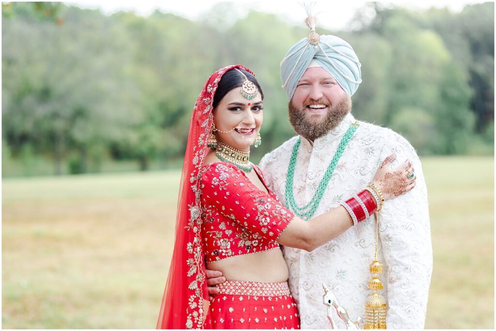 Elegant South Asian Bridal Portraits - Step into the Beauty of an Indian Fusion Sikh Wedding at Kansas Mildale Farms, including Sangeet, henna, baraat, dholi, through the Lens of Mariam Saifan Photography, Kansas City's Top Wedding Photographe