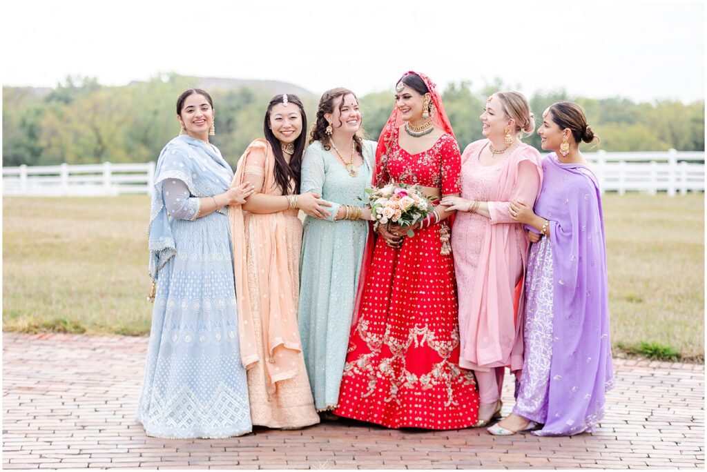 colorful indian fusion wedding bridal party photos - stl and kansas city wedding photographer - south asian bridal party portraits - mariam saifan photography