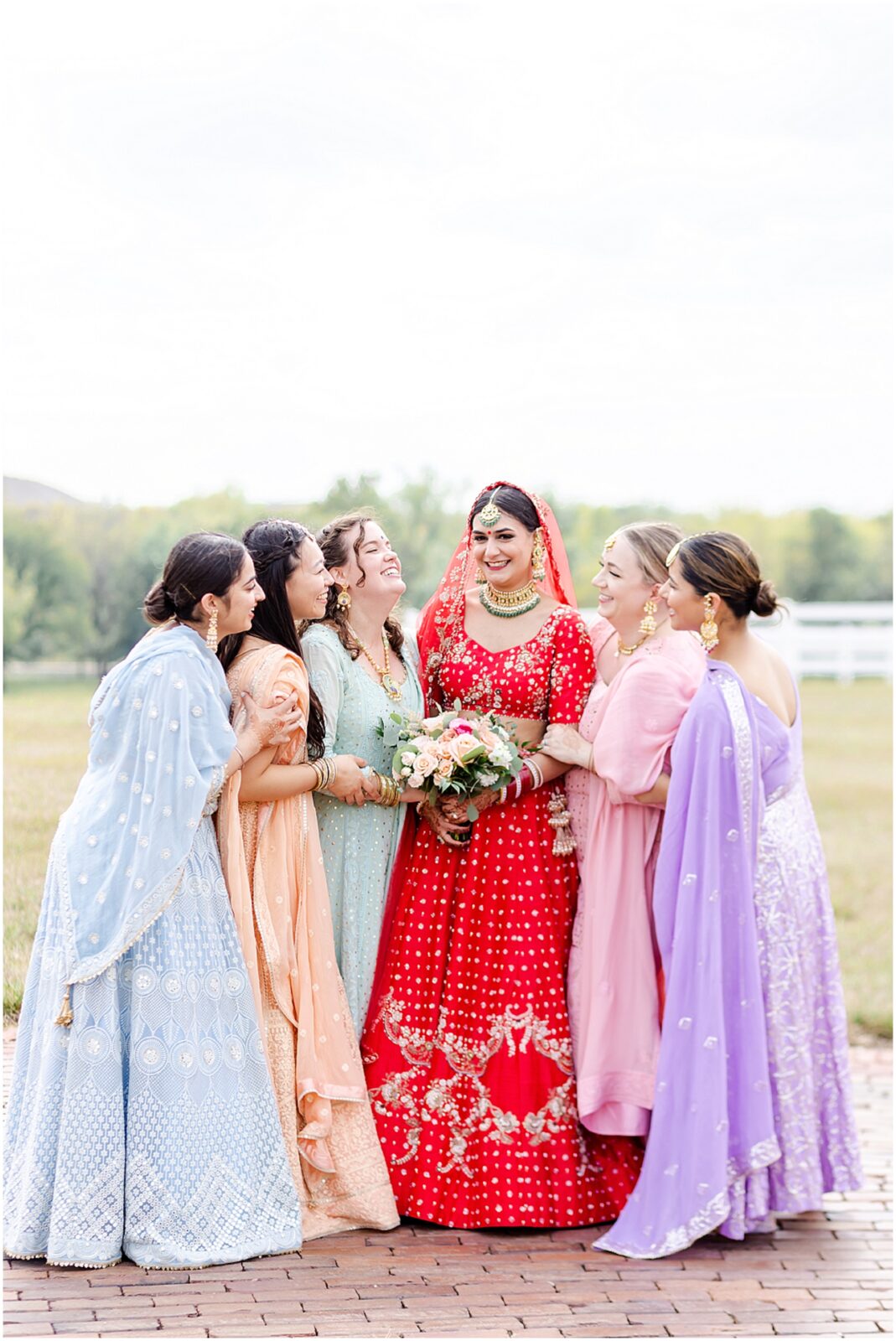 colorful indian fusion wedding bridal party photos - stl and kansas city wedding photographer - south asian bridal party portraits - mariam saifan photography