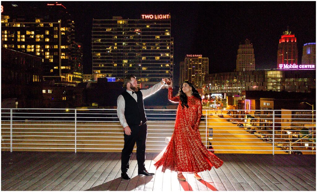 Mariam Saifan Photography's Artistic Eye Captures the Essence of South Asian Wedding Beauty in Kansas City's Premier Wedding Venue - Night time wedding photos with flash
