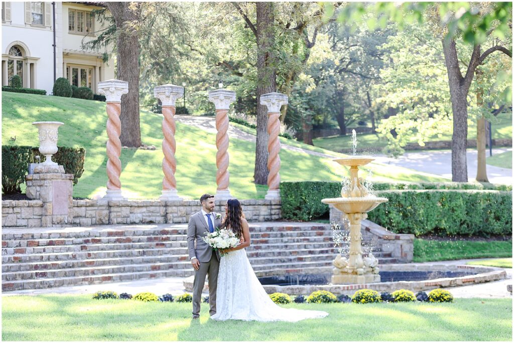 Kansas City elopement wedding photos  - kc wedding - mission kansas wedding photography - verona columns - mariam saifan photography - interracial couple - lace wedding dress - soft wedding flowers