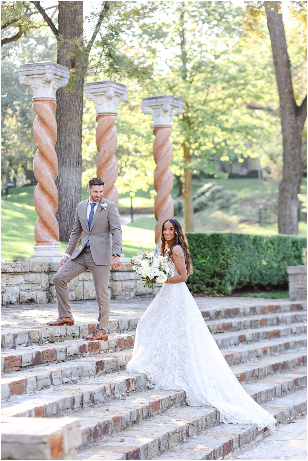 bride and groom walking photos - kansas city elopement - mariam saifan photography