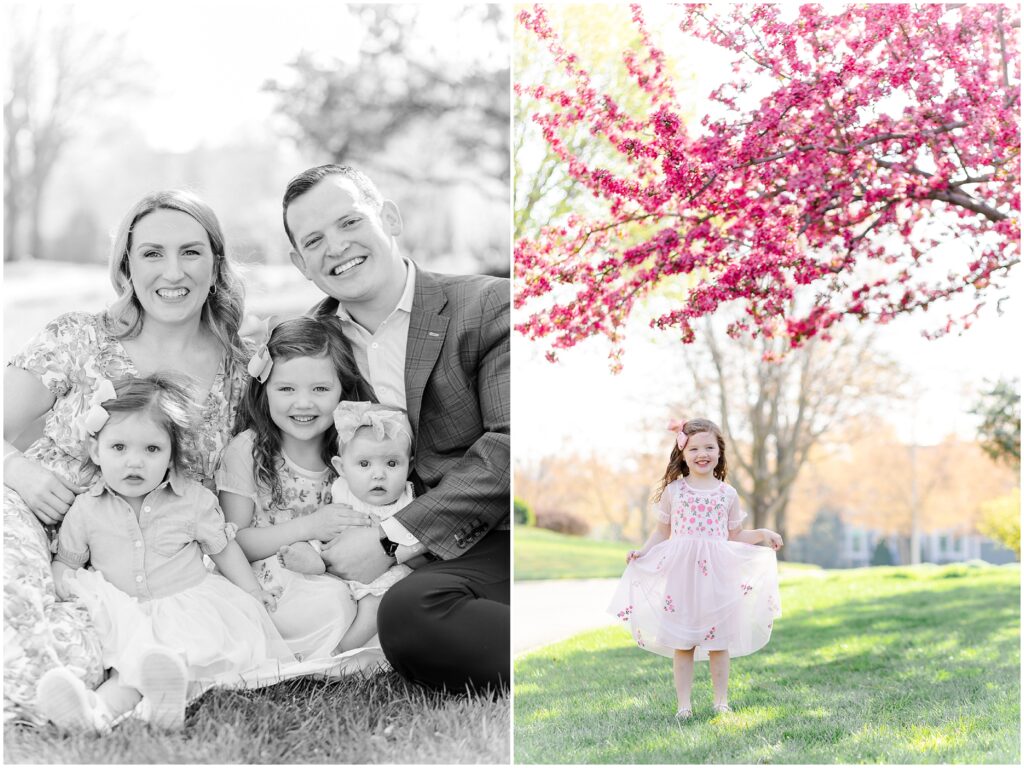 pink spring trees - family portraits 