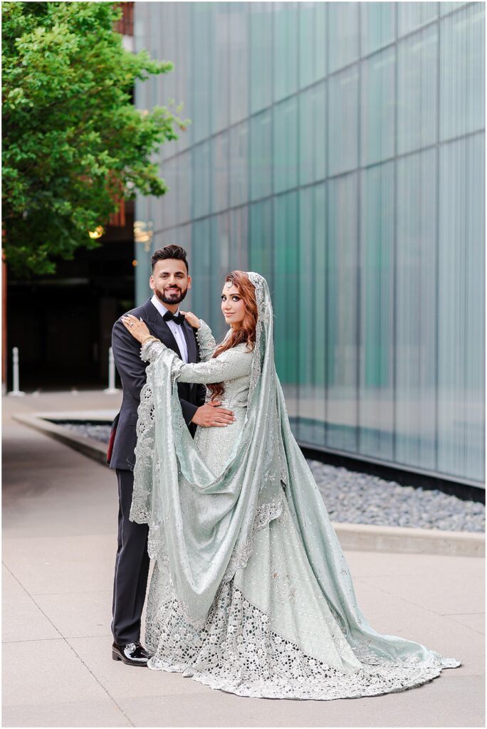 Bride and groom at their Pakistani wedding reception valima at the Overland Park Marriott Kansas City – Kansas City Pakistani wedding photography