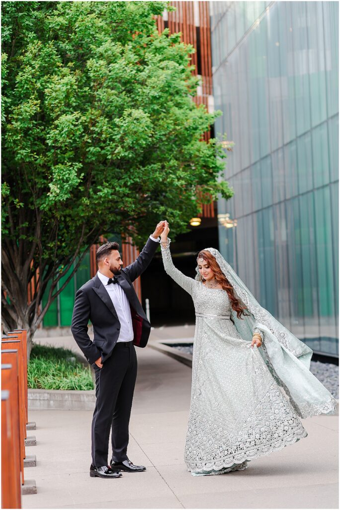 Bride and groom at their Pakistani wedding reception valima at the Overland Park Marriott Kansas City – Kansas City Pakistani wedding photography