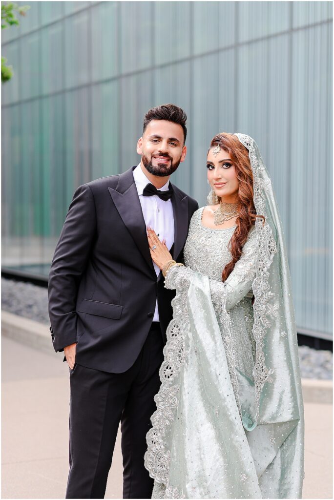 Bride and groom at their Pakistani wedding reception valima at the Overland Park Marriott Kansas City – Kansas City Pakistani wedding photography
