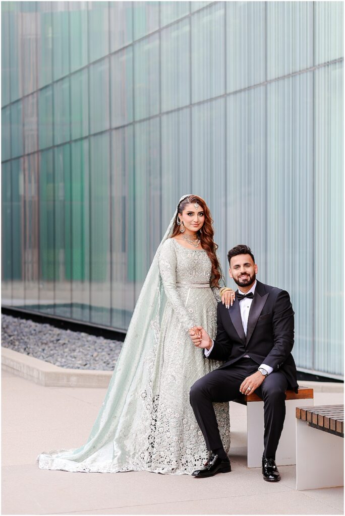 Bride and groom at their Pakistani wedding reception valima at the Overland Park Marriott Kansas City – Kansas City Pakistani wedding photography