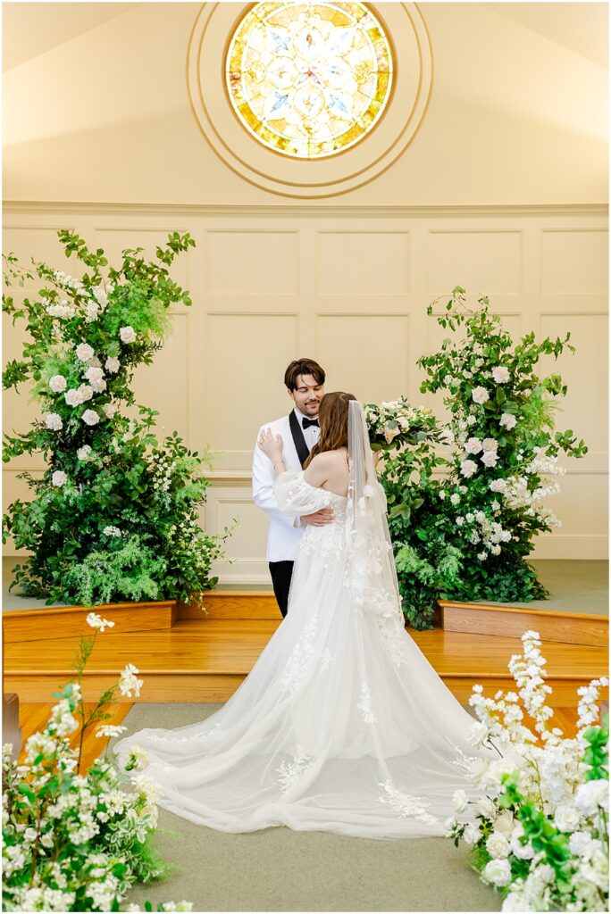 lush flowers wedding ceremony