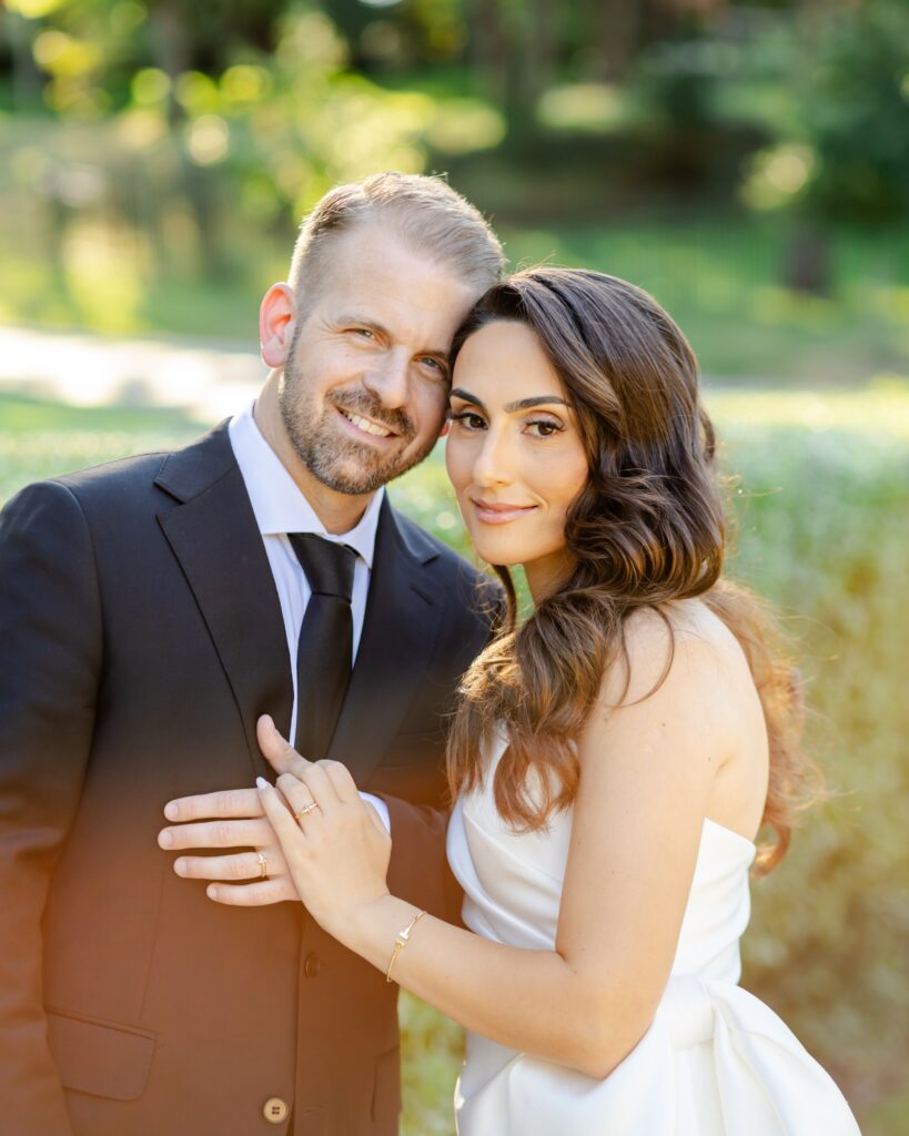 Modern black and white wedding portraits at the Nelson-Atkins Museum of Art, photographed by a Kansas City wedding photographer.