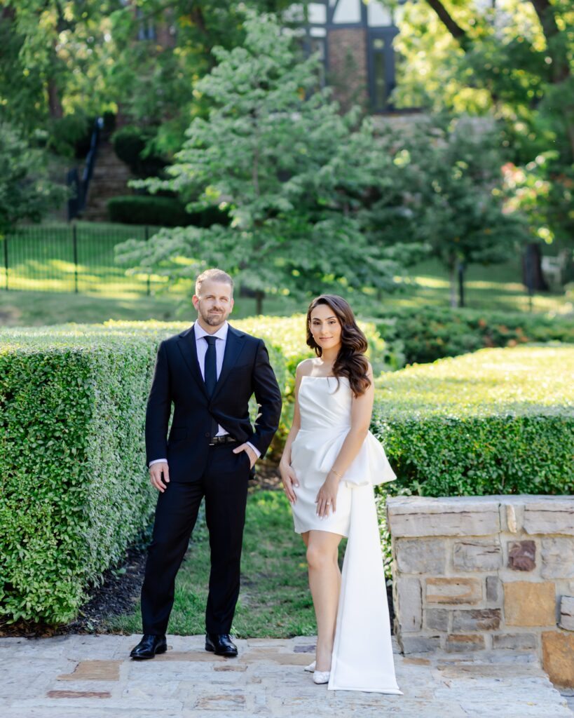 Classic and modern wedding portraits at the Nelson-Atkins Museum, photographed by a Kansas City wedding photographer.
